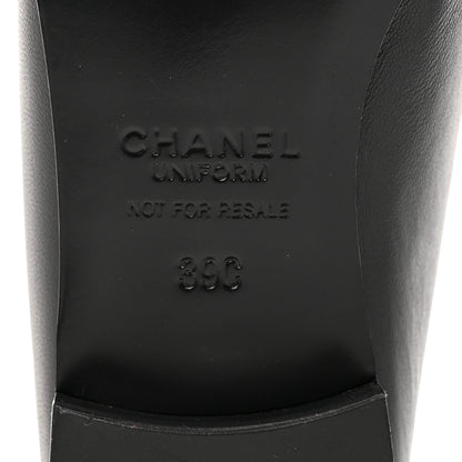 Chanel Calfskin Womens Stitched CC Loafers 39 Black 8 of 8