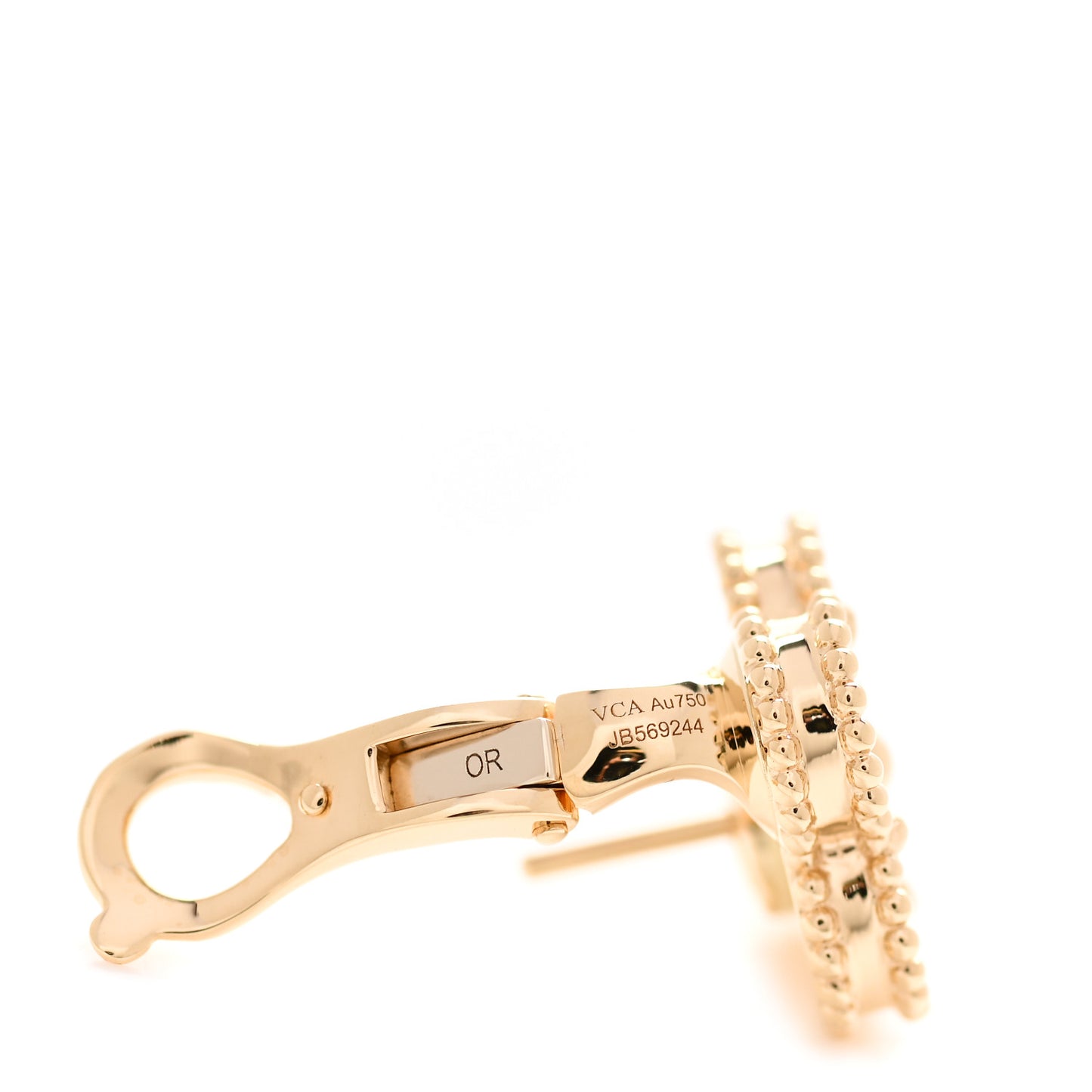 18K Yellow Gold Guilloche Vintage Alhambra Earrings