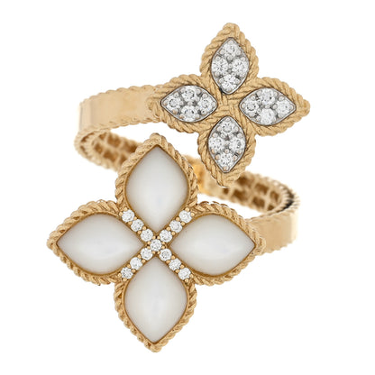 Roberto Coin 18K Yellow Gold Diamond Princess Flower Three Flower Ring 1 of 4