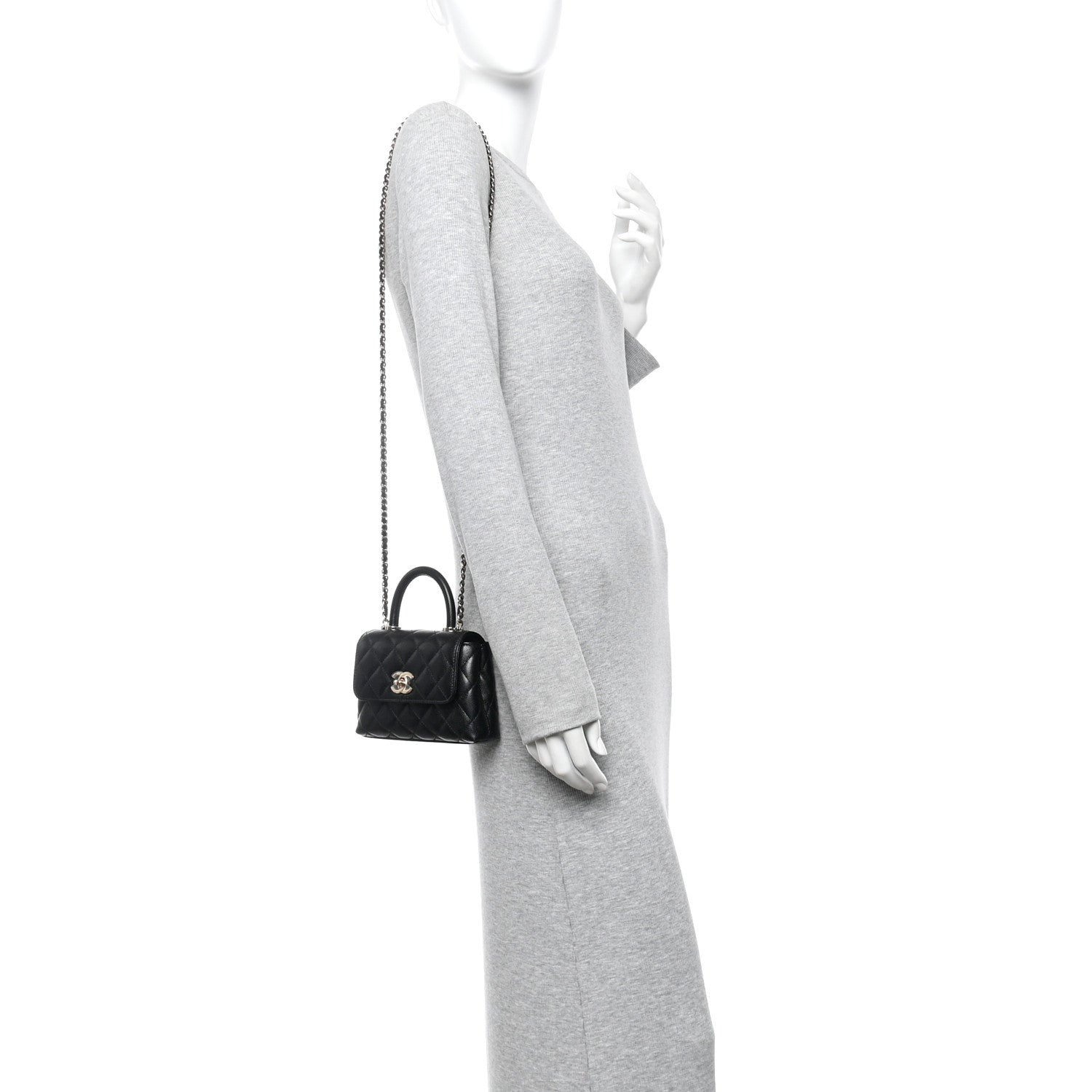 Chanel Caviar Quilted Coco Handle Clutch With Chain Black 2 of 10