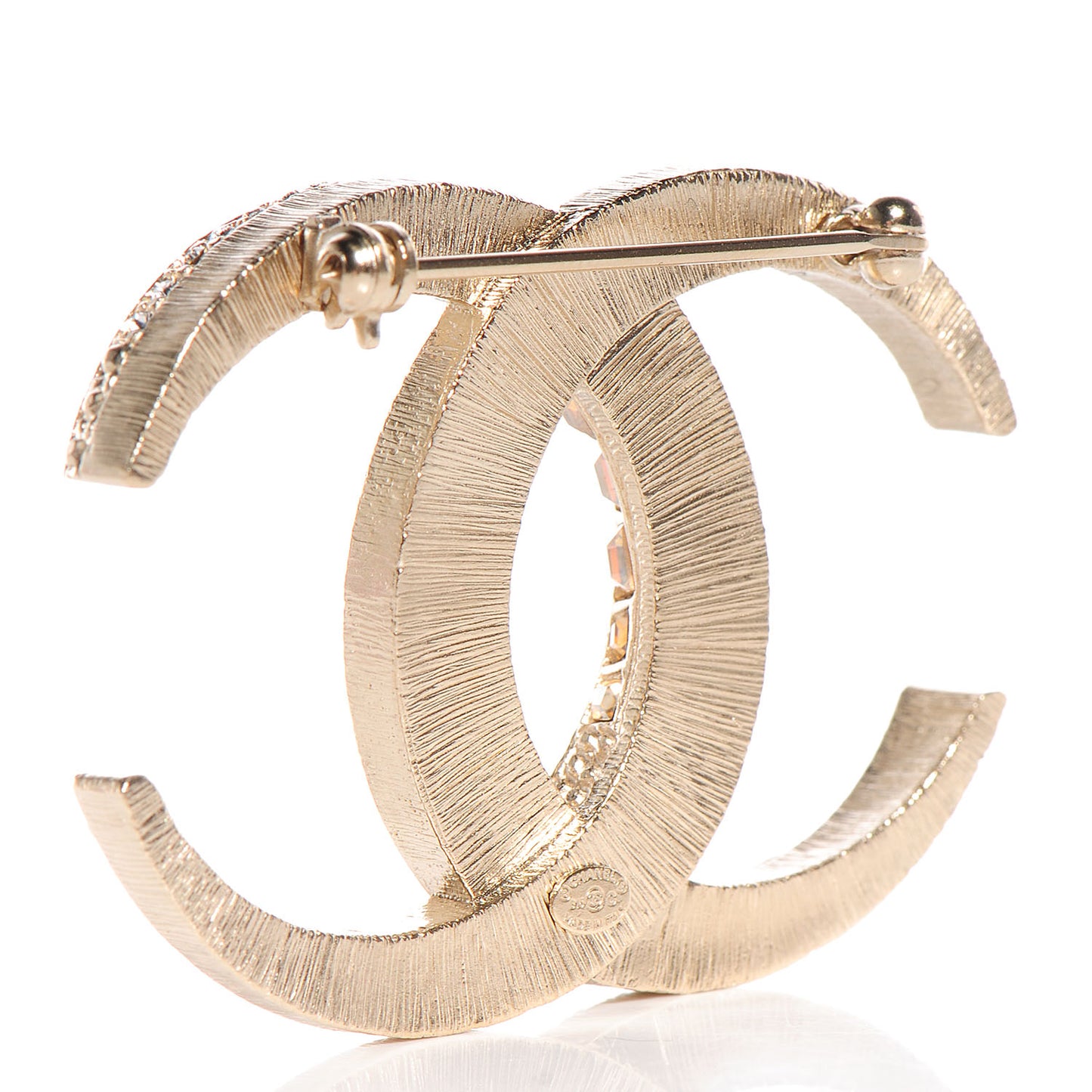 Crystal Large CC Brooch Gold