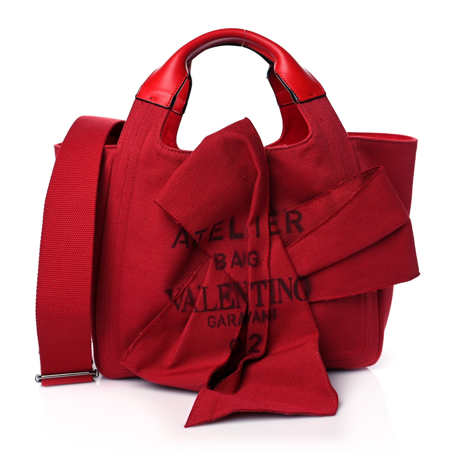 Valentino Garavani Canvas Atelier 02 Bow Edition Small Tote Bag Red 3 of 10