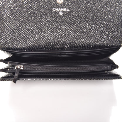 Chanel Glitter Calfskin Quilted Long Flap Wallet Black 5 of 10