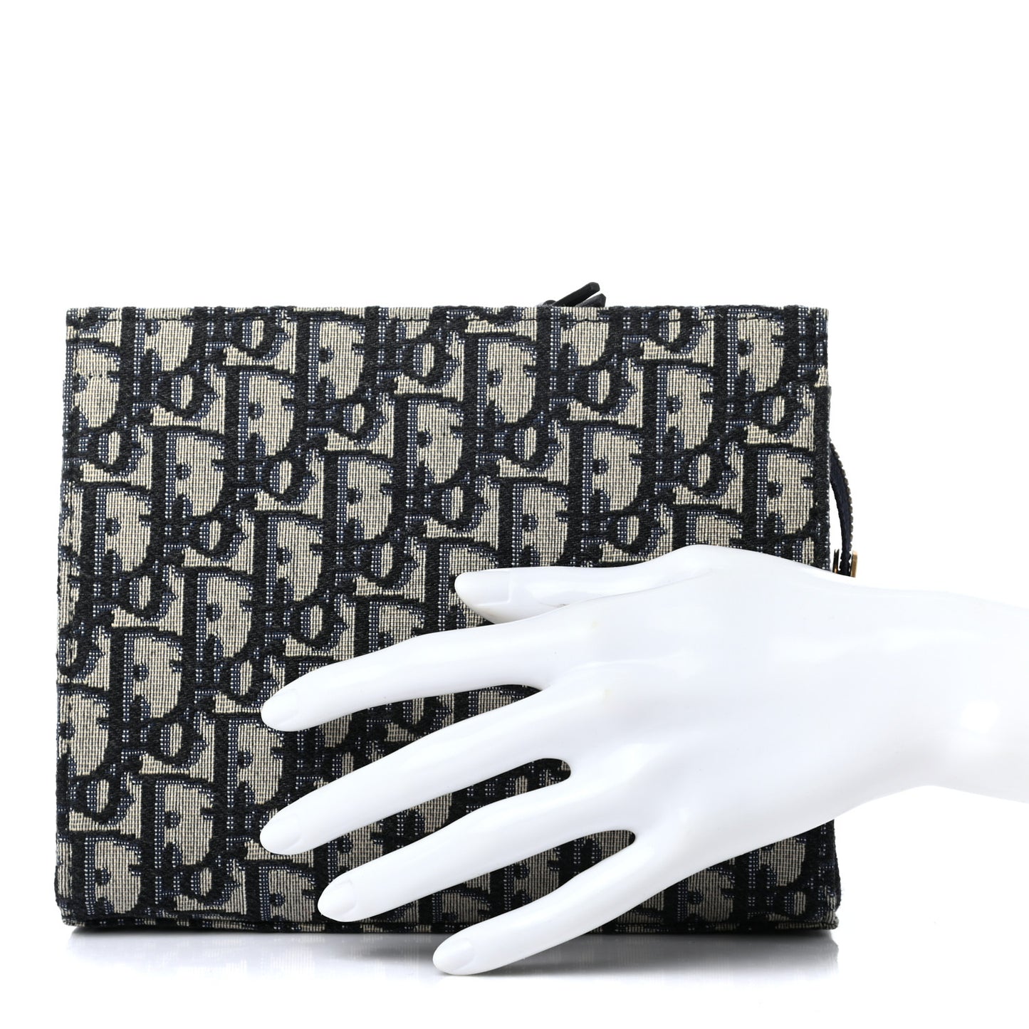 Oblique Zipped Pouch Clutch Blue