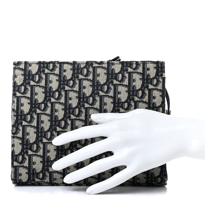 Christian Dior Oblique Zipped Pouch Clutch Blue 2 of 7