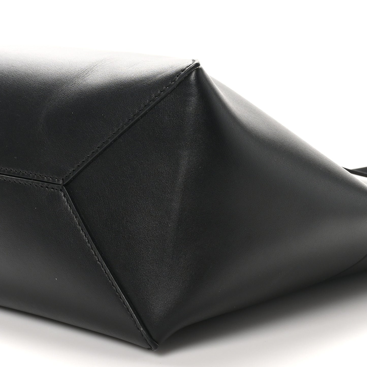 Shiny Calfskin Medium Puzzle Fold Tote Black