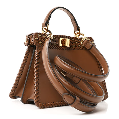 Fendi Vitello King Shiny Nappa Intreccio Petite Peekaboo I SEE U Satchel Gianduia 3 of 11