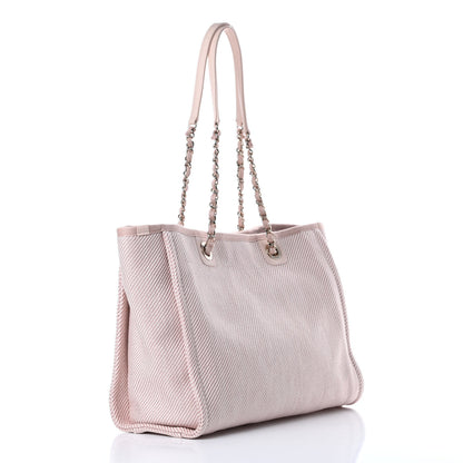 Chanel Mixed Fibers Calfskin Small Deauville Tote Beige 3 of 10