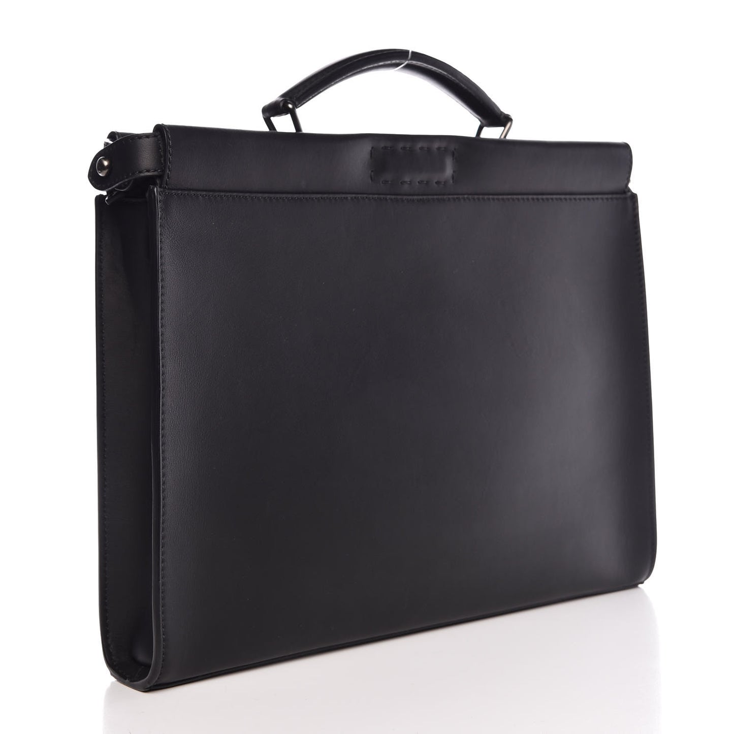 Vitello Grace FF 1974 Embossed Large Peekaboo Iconic Fit Satchel Black