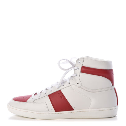 Saint Laurent Calfskin Mens Court Classic SL/10H High Top Sneakers 45 White Red 1 of 10