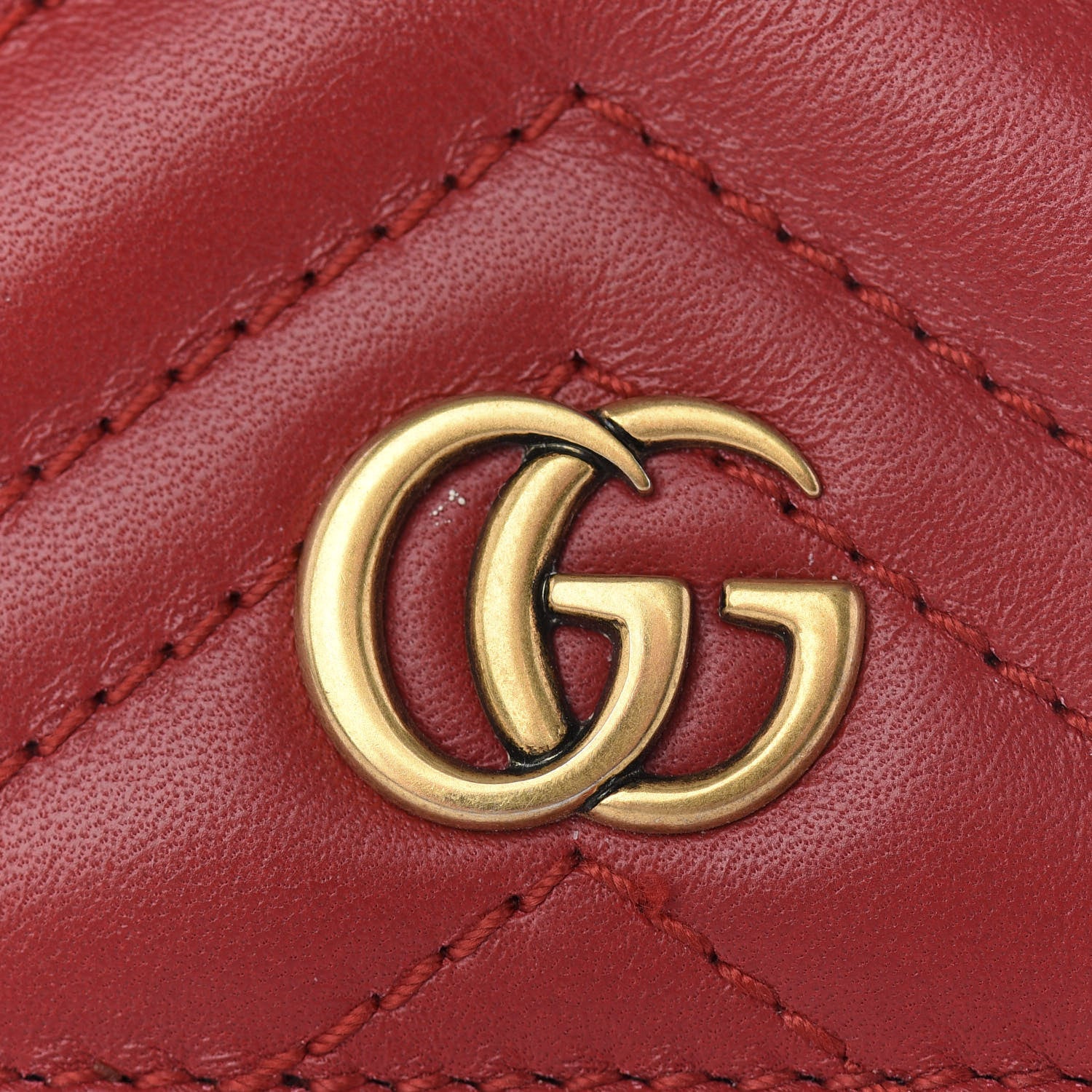 Gucci Calfskin Matelasse GG Marmont Card Case Hibiscus Red 6 of 7