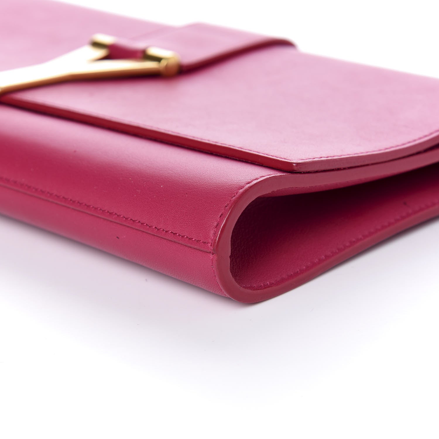 Saint Laurent Calfskin Classic Y Ligne Clutch Fuchsia 8 of 9