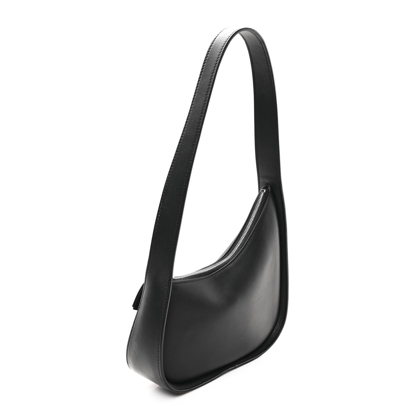 Smooth Calfskin Half Moon Shoulder Bag Black