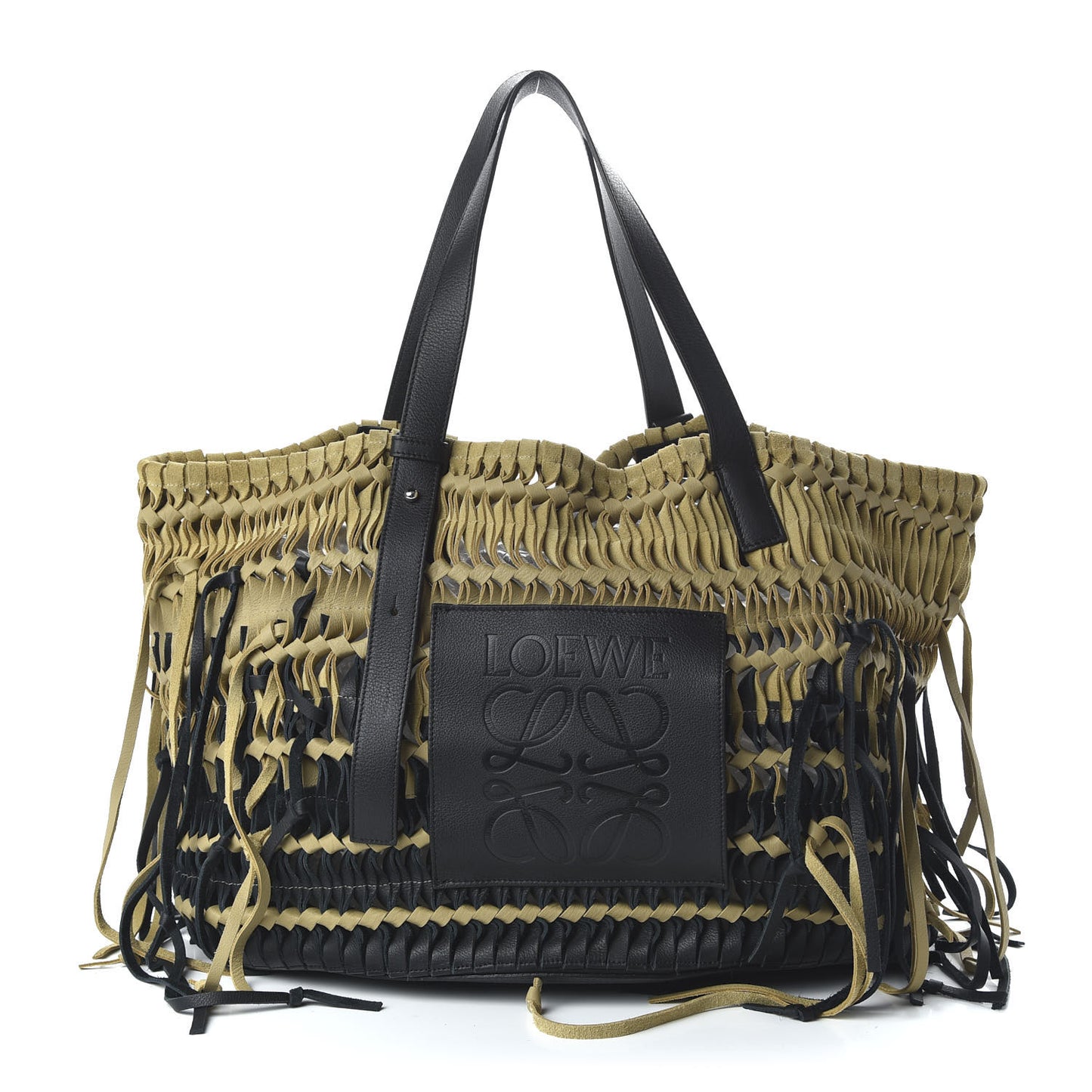 Calfskin Woven Tote Bag Gold Black