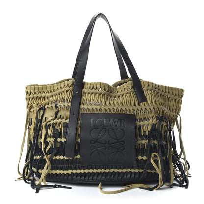 Loewe Calfskin Woven Tote Bag Gold Black 1 of 8