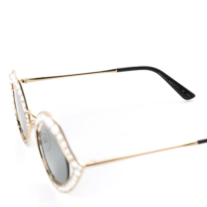 Gucci Metal Crystal Cat Eye Sunglasses GG0046S Gold 5 of 8