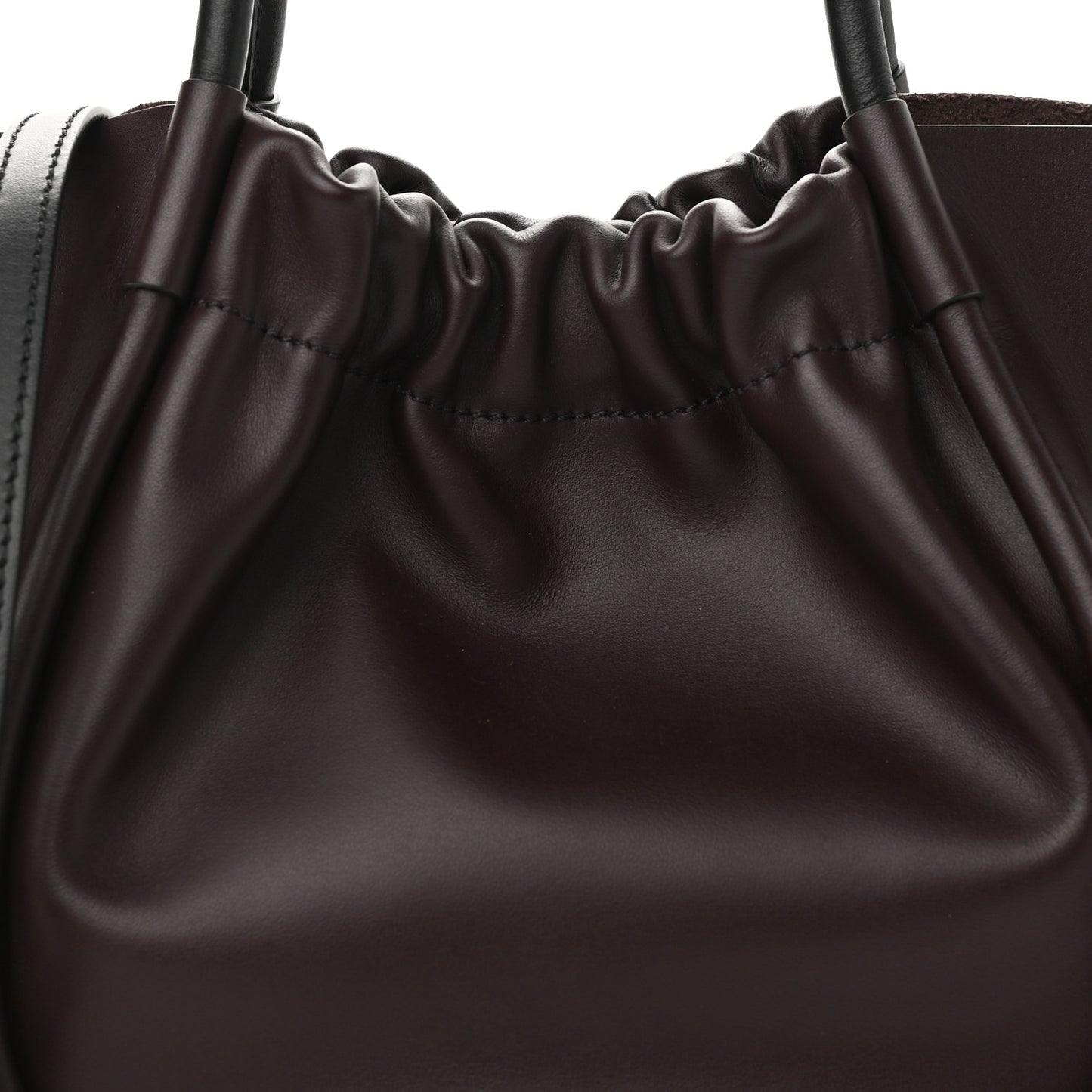 Calfskin Small Ruched Tote Chocolate Plum