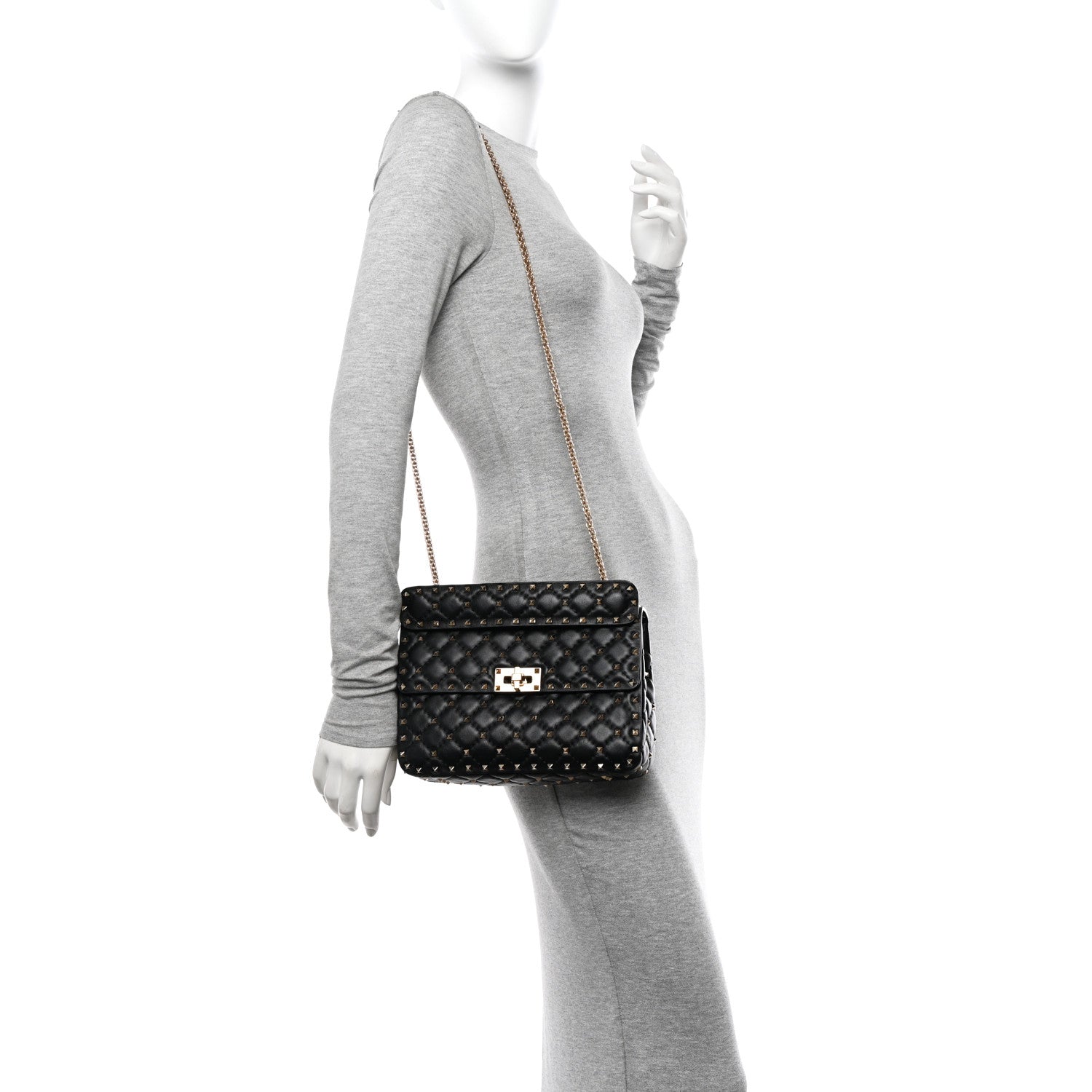 Valentino Garavani Nappa Medium Rockstud Spike Shoulder Bag Black 2 of 9