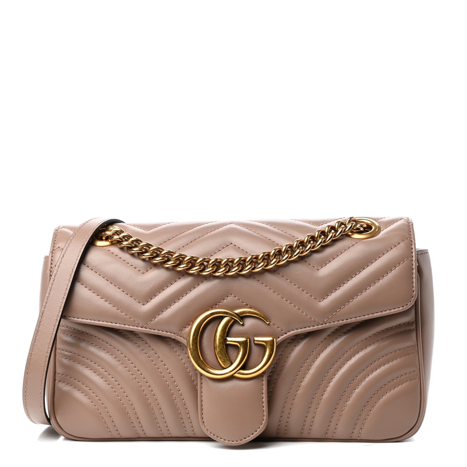 Gucci Calfskin Matelasse Small GG Marmont Shoulder Bag Porcelain Rose 1 of 10