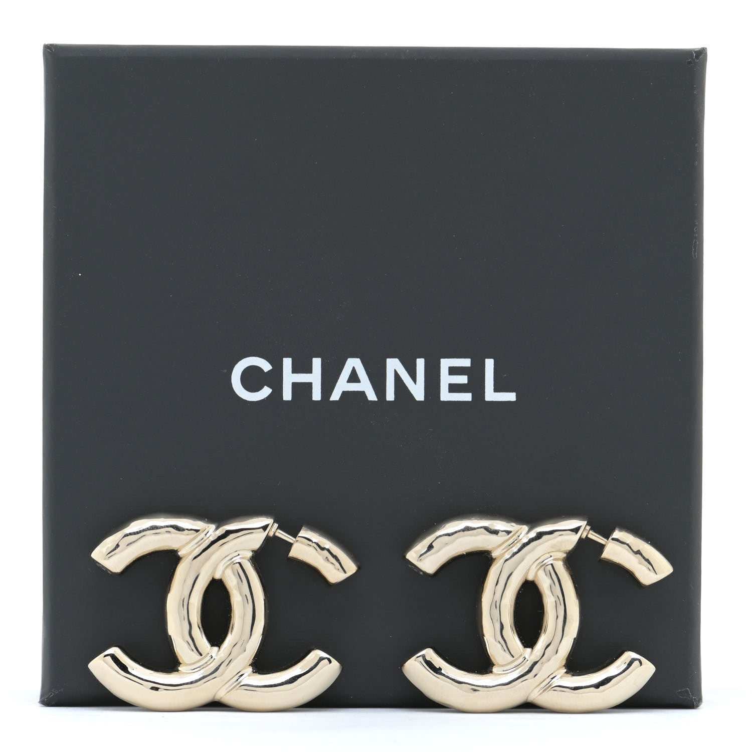 Chanel Metal Large CC Earrings Light Gold 5 of 5