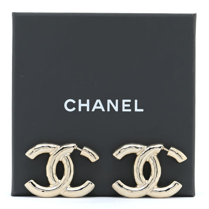 Chanel Metal Large CC Earrings Light Gold 5 of 5