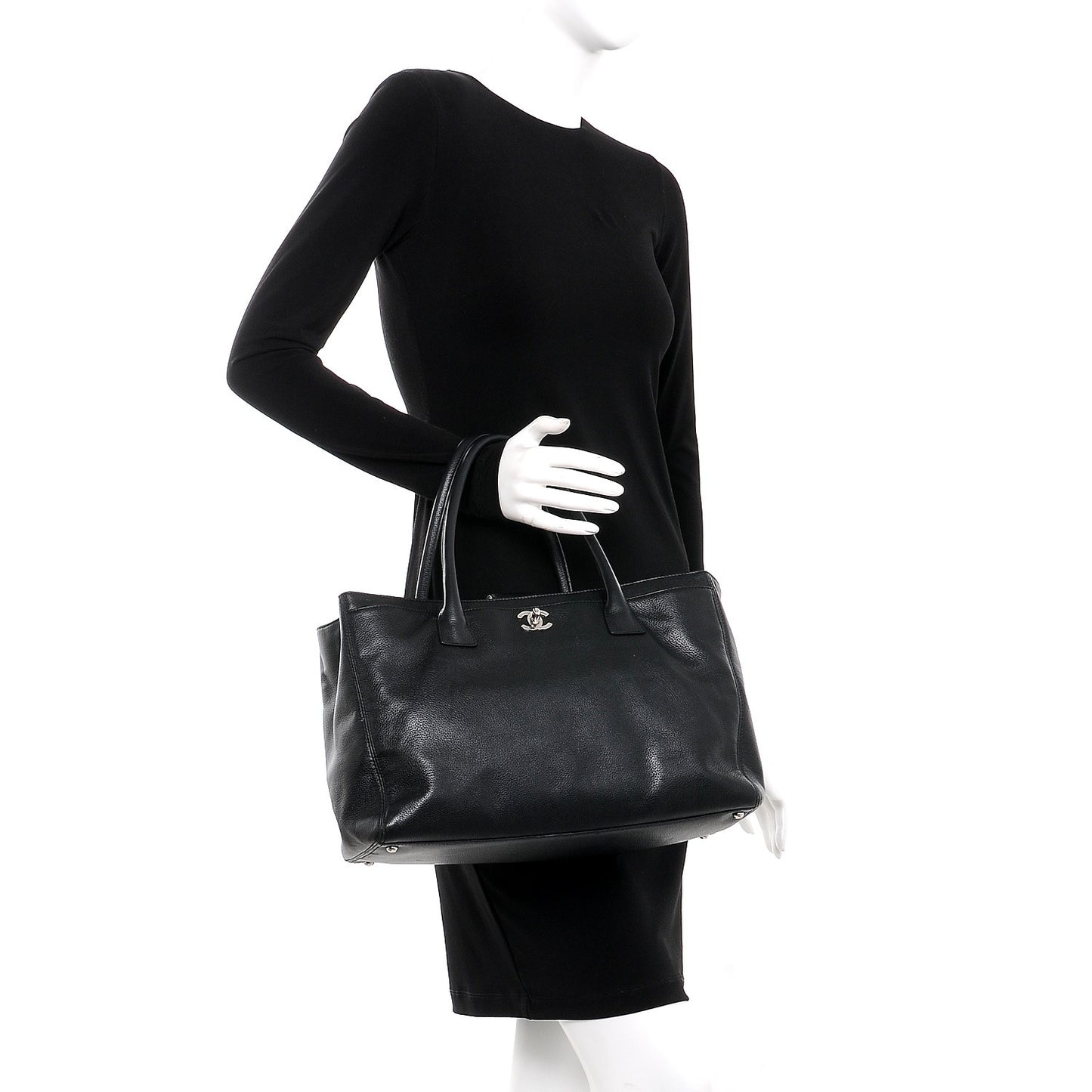 Calfskin Cerf Executive Shopper Tote Black