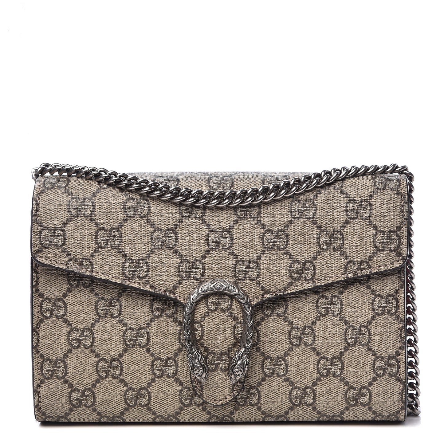 GG Supreme Monogram Mini Dionysus Chain Wallet Beige Vulcanic Red