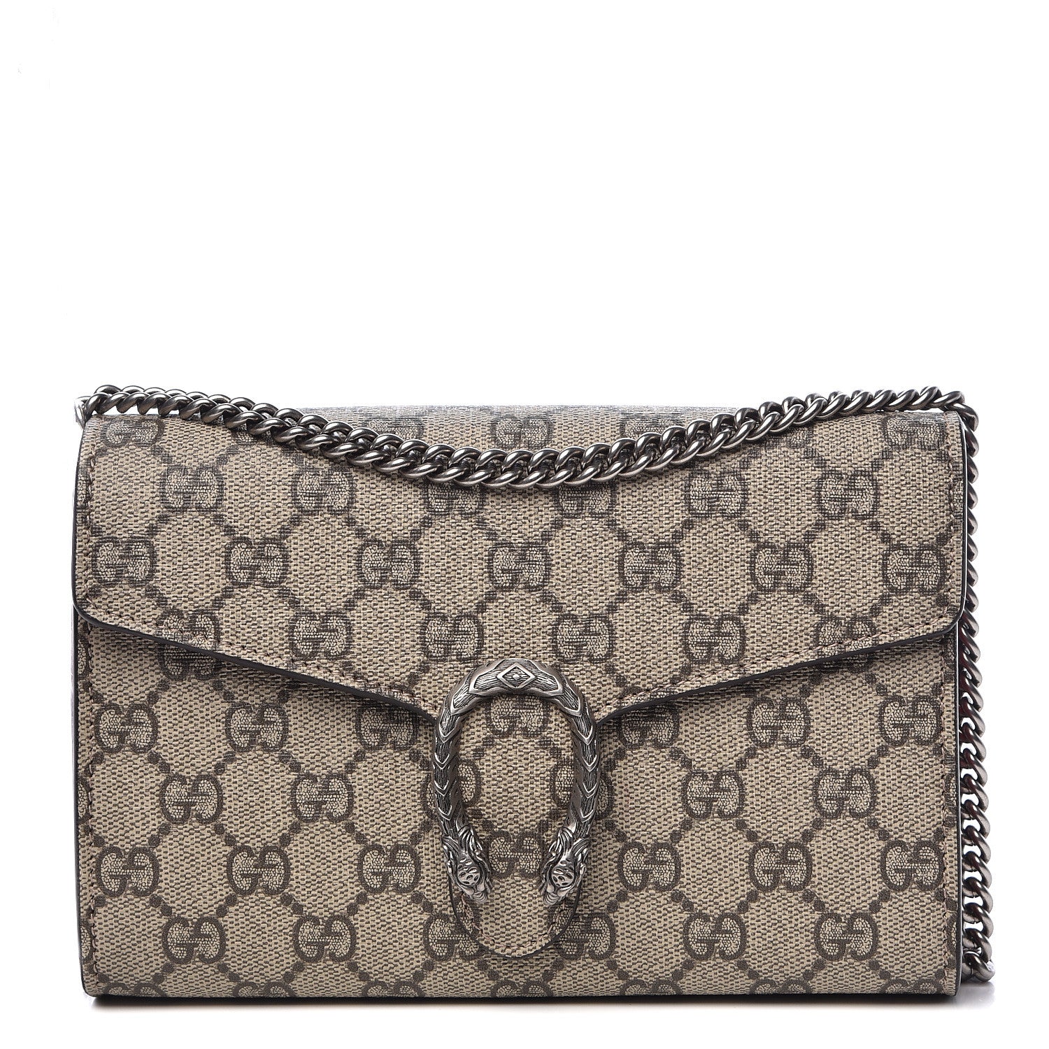 Gucci GG Supreme Monogram Mini Dionysus Chain Wallet Beige Vulcanic Red 1 of 11