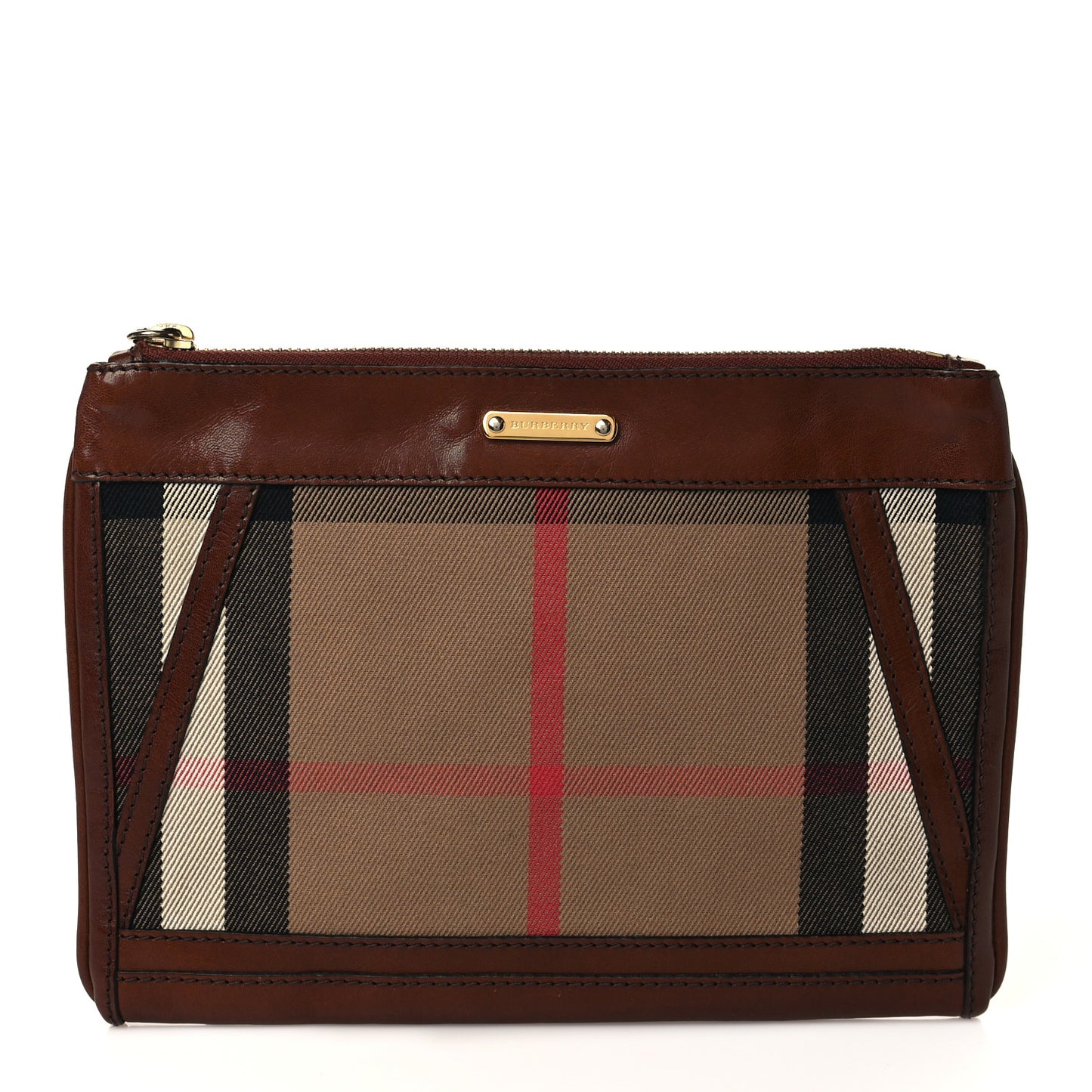 Canvas House Check Wristlet Pouch Tan