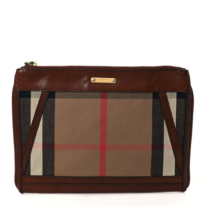 Burberry Canvas House Check Wristlet Pouch Tan 1 of 6