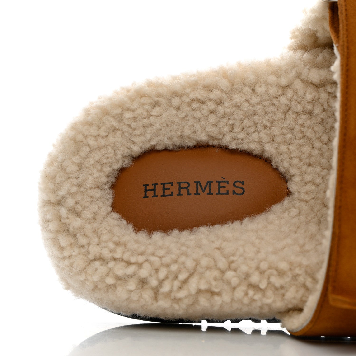Hermes Suede Goatskin Woolskin Womens Chypre Sandals 37.5 Naturel Ecru 6 of 7