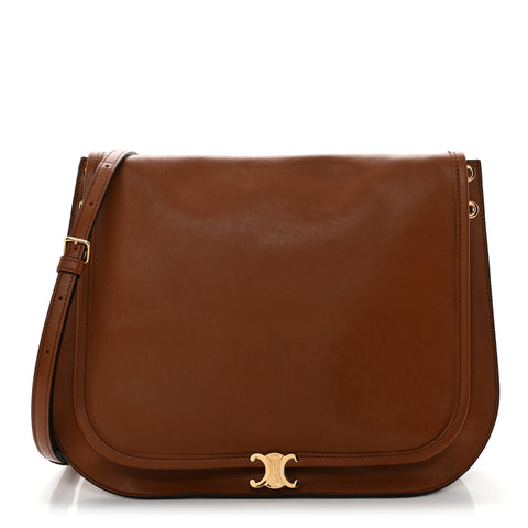 Shiny Lambskin Soft Triomphe Besace Bag Soft Tan