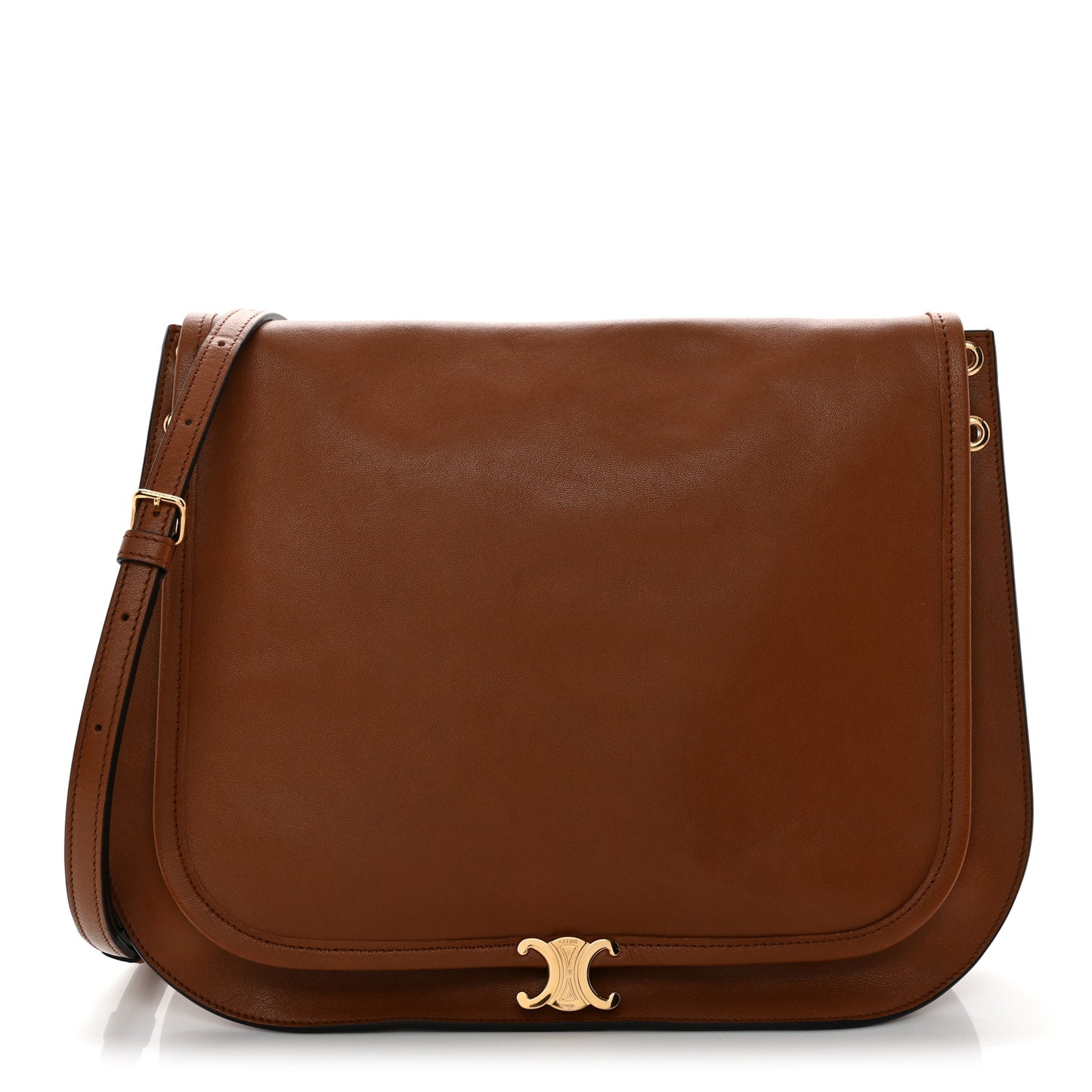 Shiny Lambskin Soft Triomphe Besace Bag Soft Tan