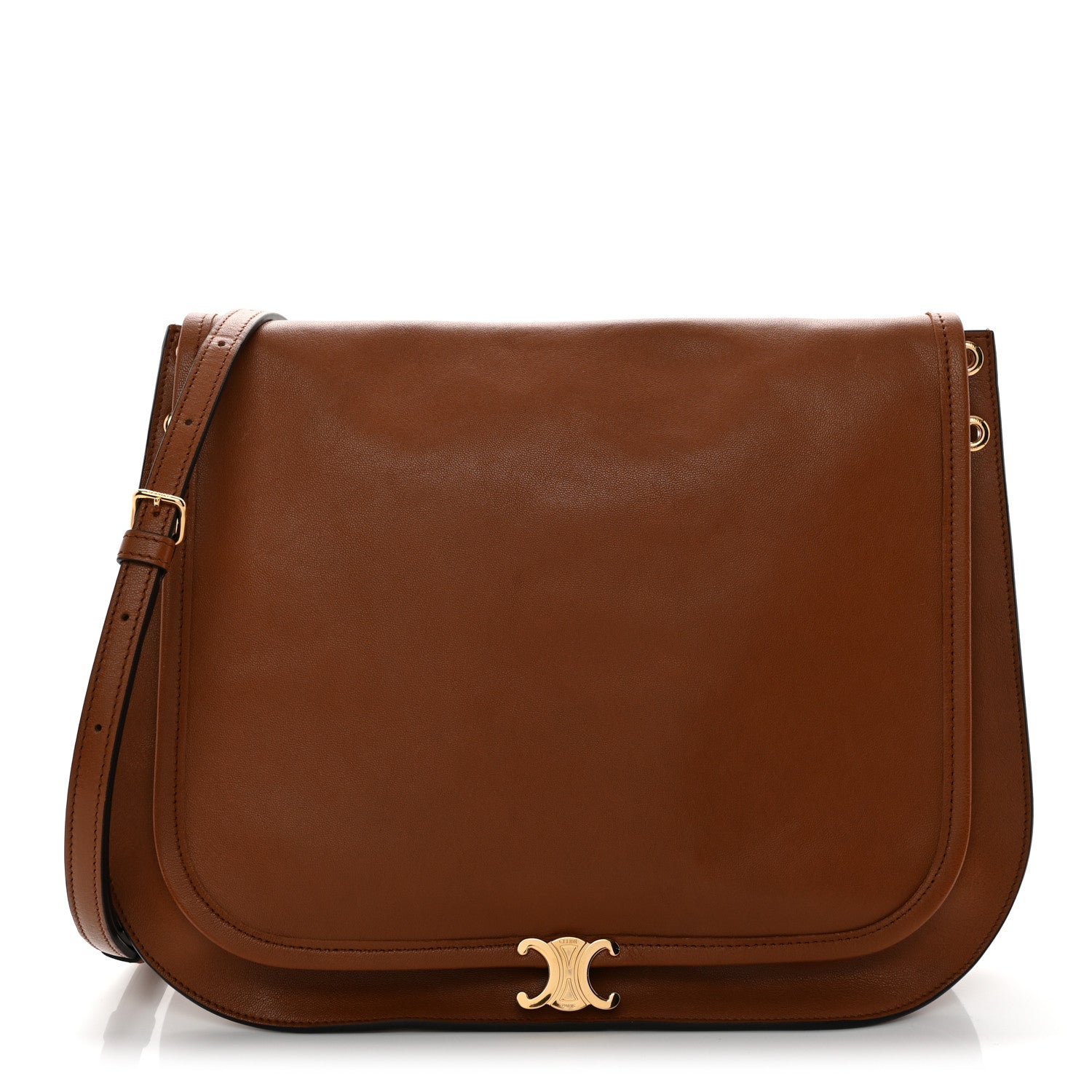 Celine Shiny Lambskin Soft Triomphe Besace Bag Soft Tan 1 of 9