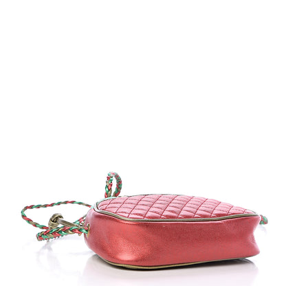 Gucci Laminated Nappa Trapuntata Mini Zumi Dome Shoulder Bag Rosso Jasmine Green Rame 4 of 11