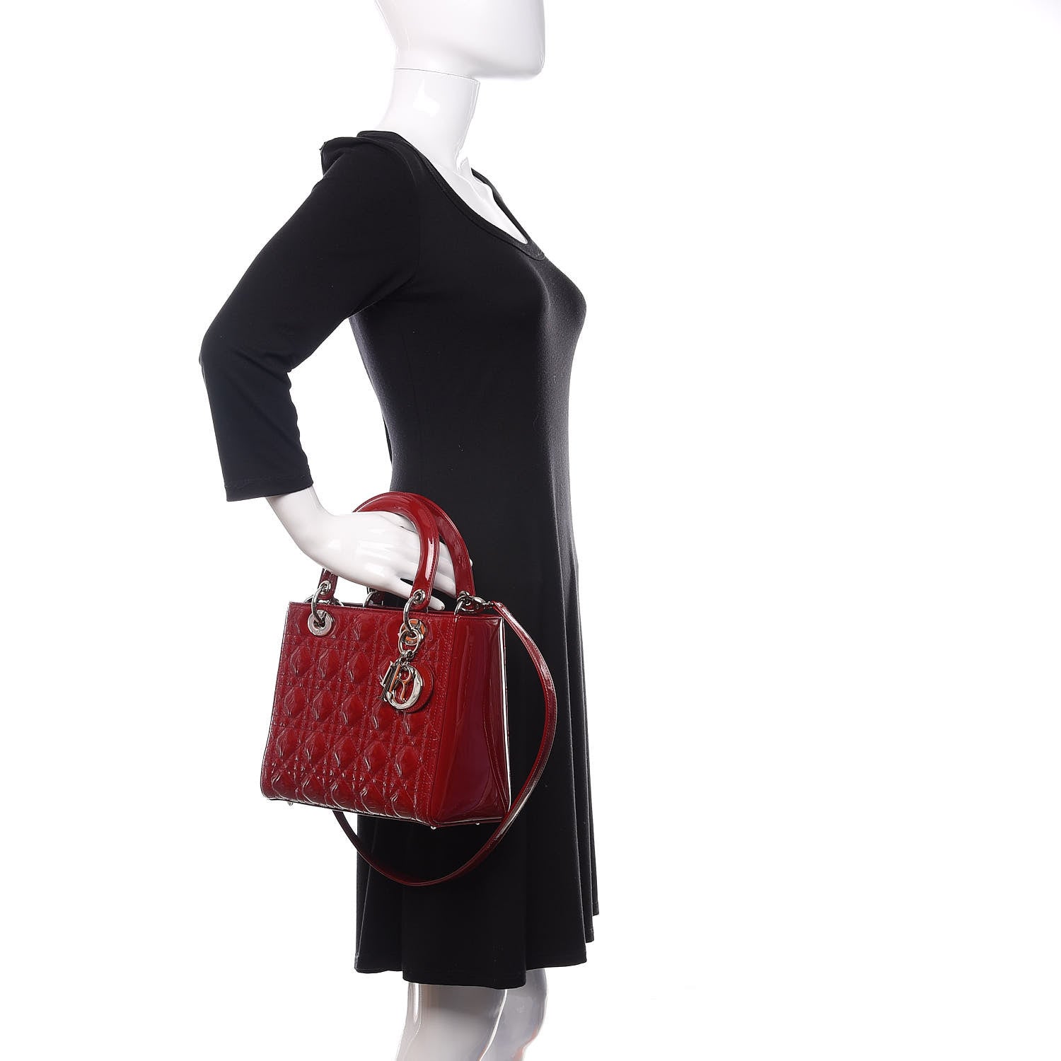 Christian Dior Patent Cannage Medium Lady Dior Red 3 of 11