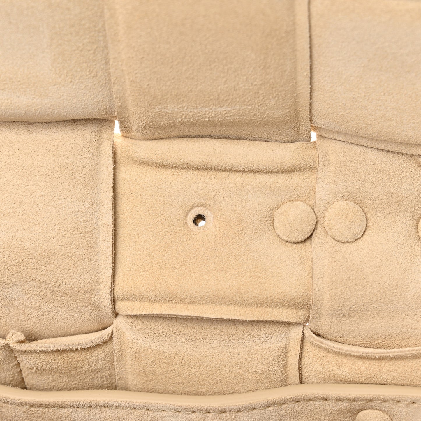 Suede Maxi Intrecciato Padded Chain Cassette Crossbody Bag Sand