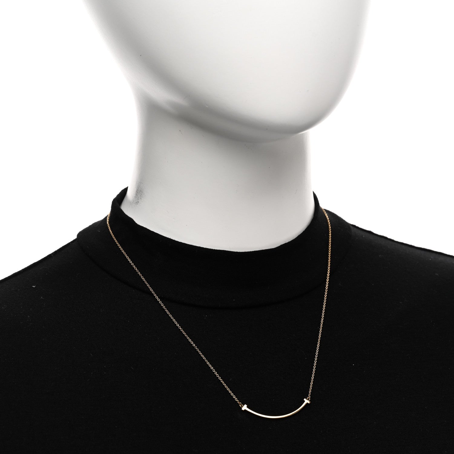 Tiffany 18K Rose Gold Small T Smile Pendant Necklace 2 of 4