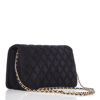 Chanel Suede Quilted Crystal Pearl CC Flap Black 3 of 10