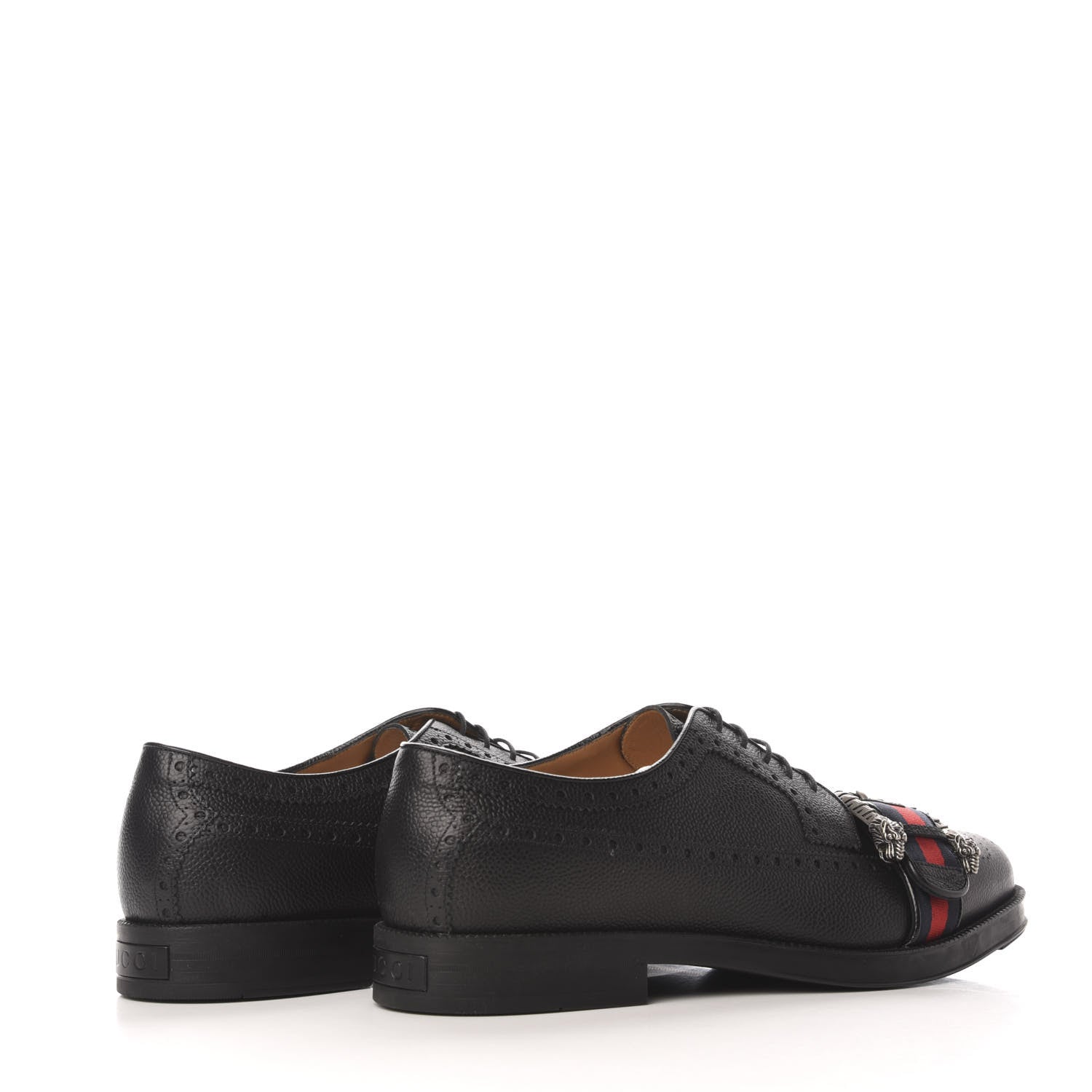 Gucci Pebbled Calfskin Dionysus Web Mens Martins Shoes 11 Black 4 of 8
