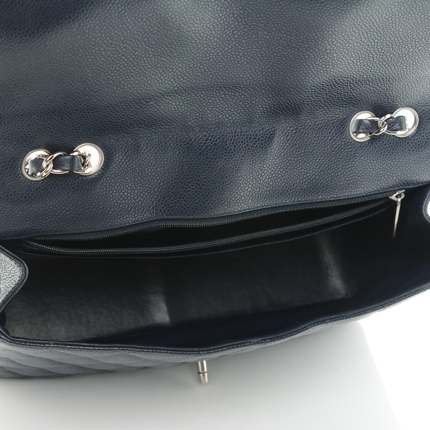 Caviar Jumbo Single Flap Navy Blue