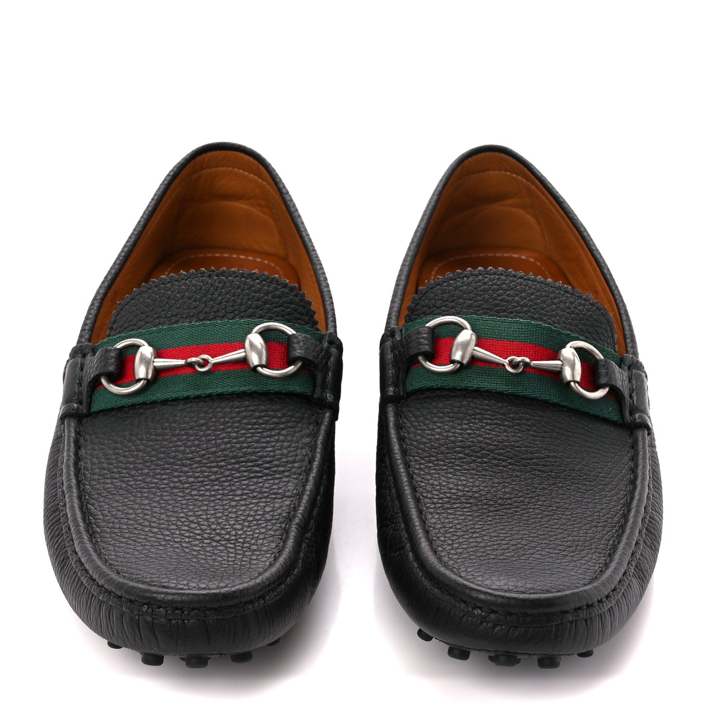 Calfskin Web Mens Horsebit Driver Loafers 8 Black