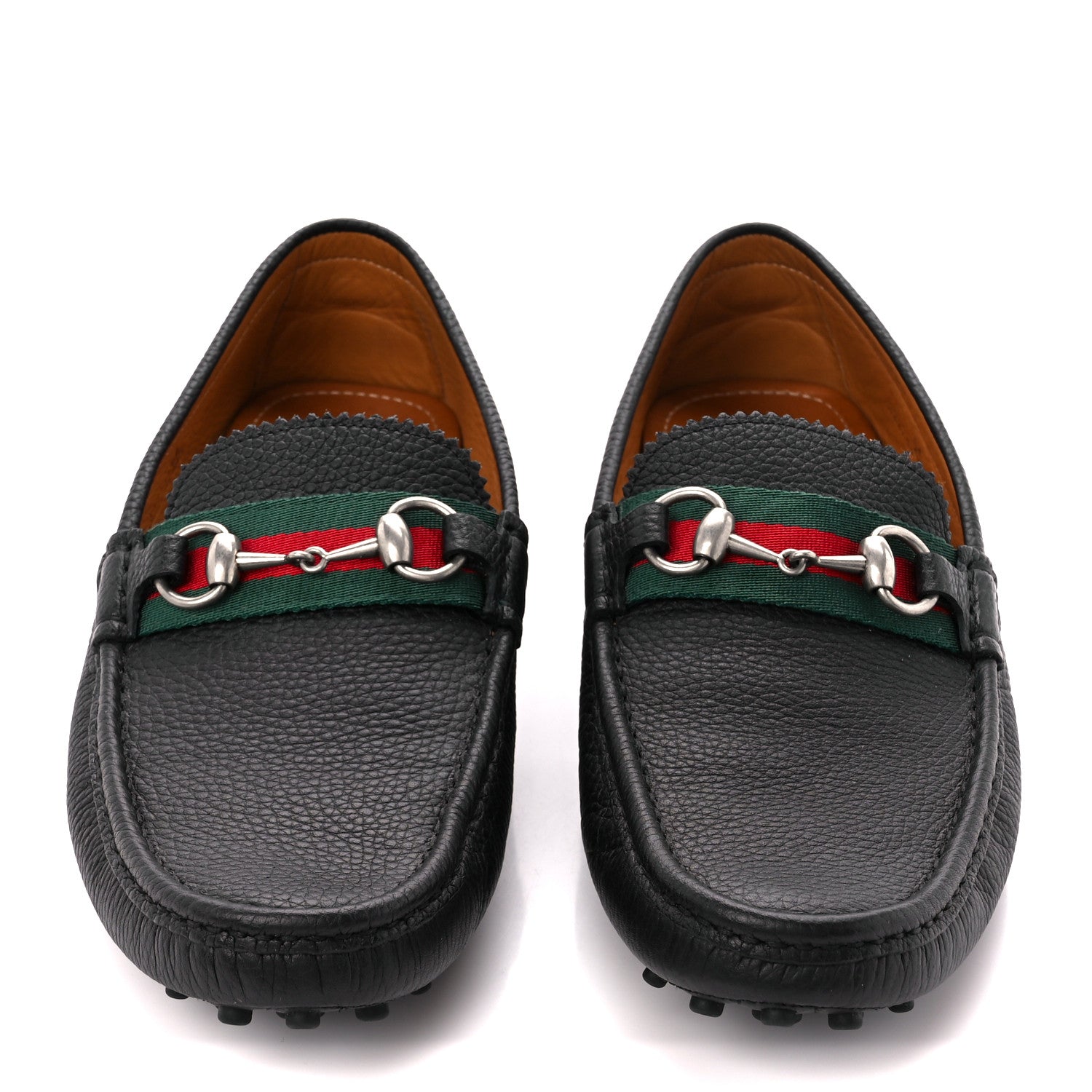Gucci Calfskin Web Mens Horsebit Driver Loafers 8 Black 2 of 9