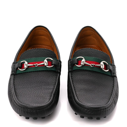 Gucci Calfskin Web Mens Horsebit Driver Loafers 8 Black 2 of 9