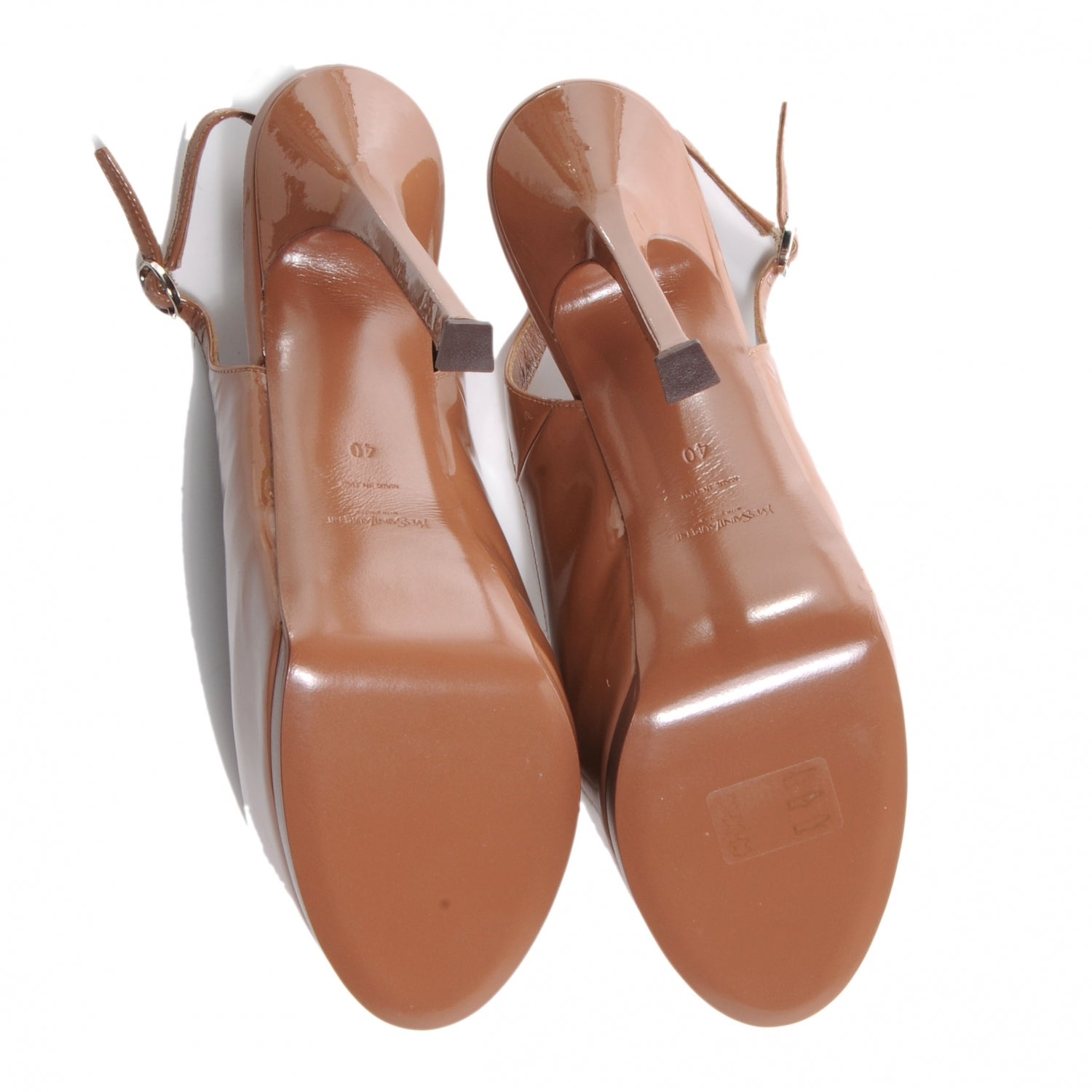 Saint Laurent Vitello Vernice Tribtoo 105 Slingback Soft Nude 40 9 of 9