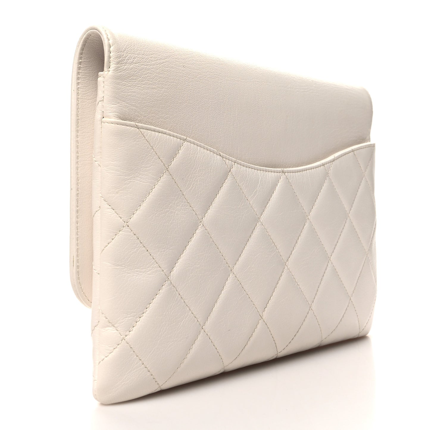 Goatskin Quilted Timeless CC Clutch White