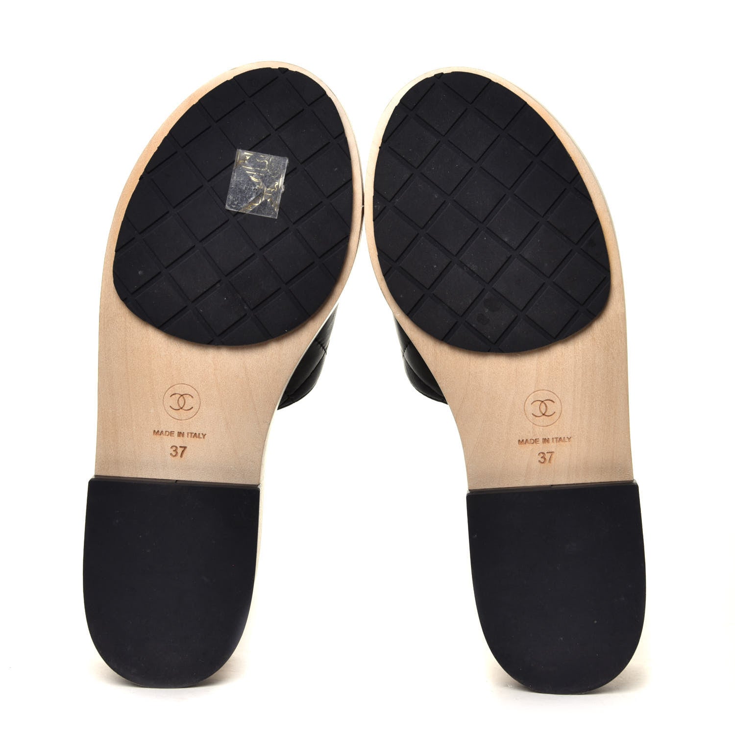 Chanel Lambskin Quilted CC Mules 37 Beige Black 12 of 12