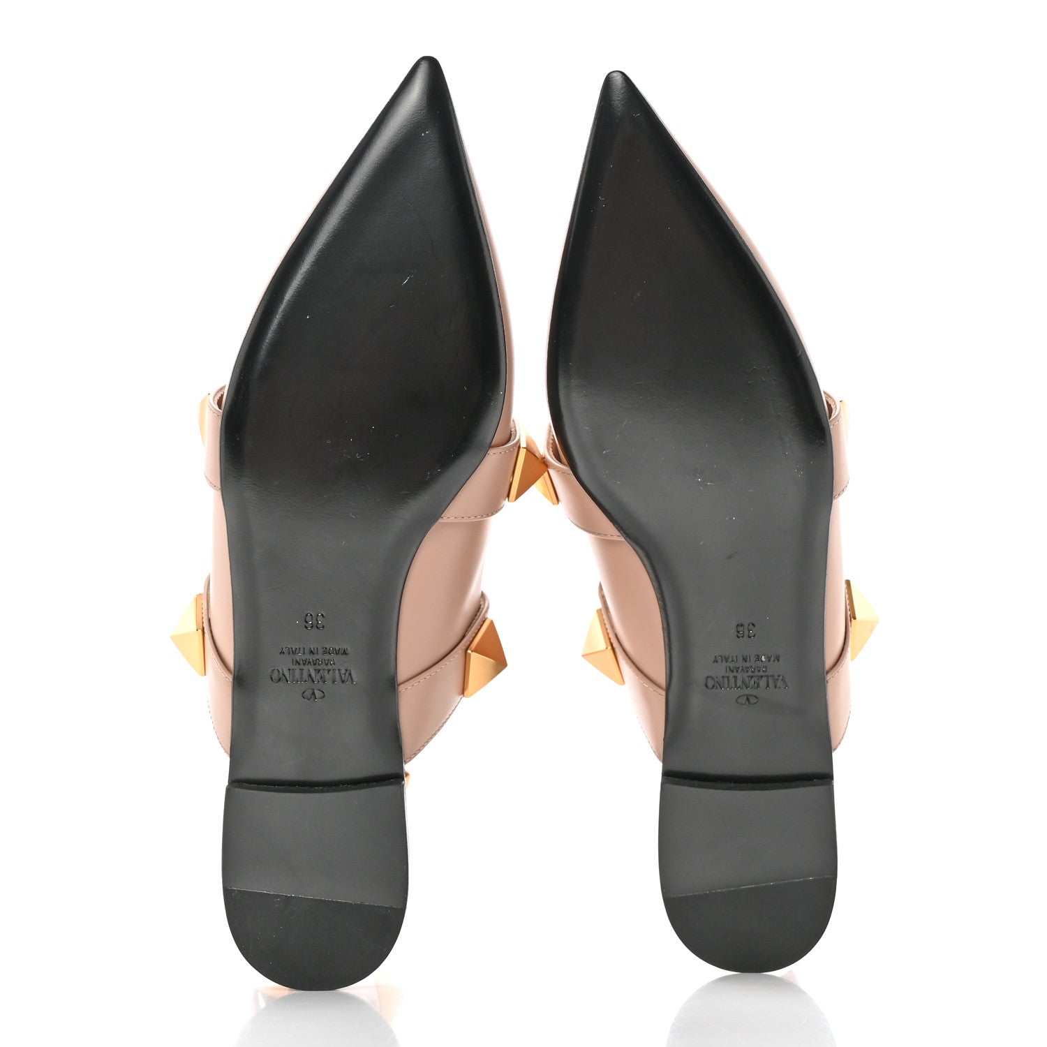 Valentino Garavani Calfskin Roman Stud Ankle Strap Flat Mules 36 Rose Cannelle 5 of 10