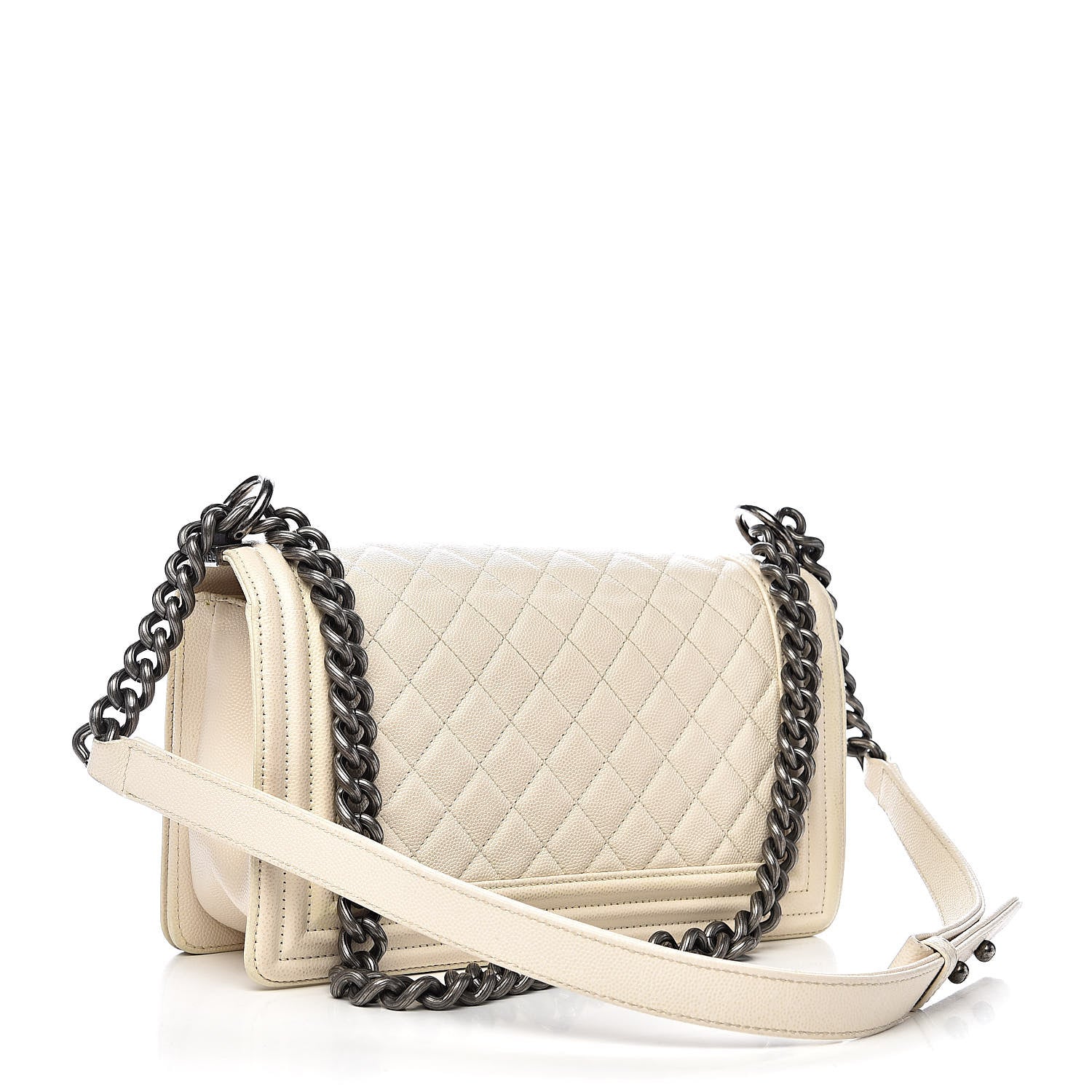 Chanel Caviar Quilted Medium Boy Flap Ivory 3 of 10