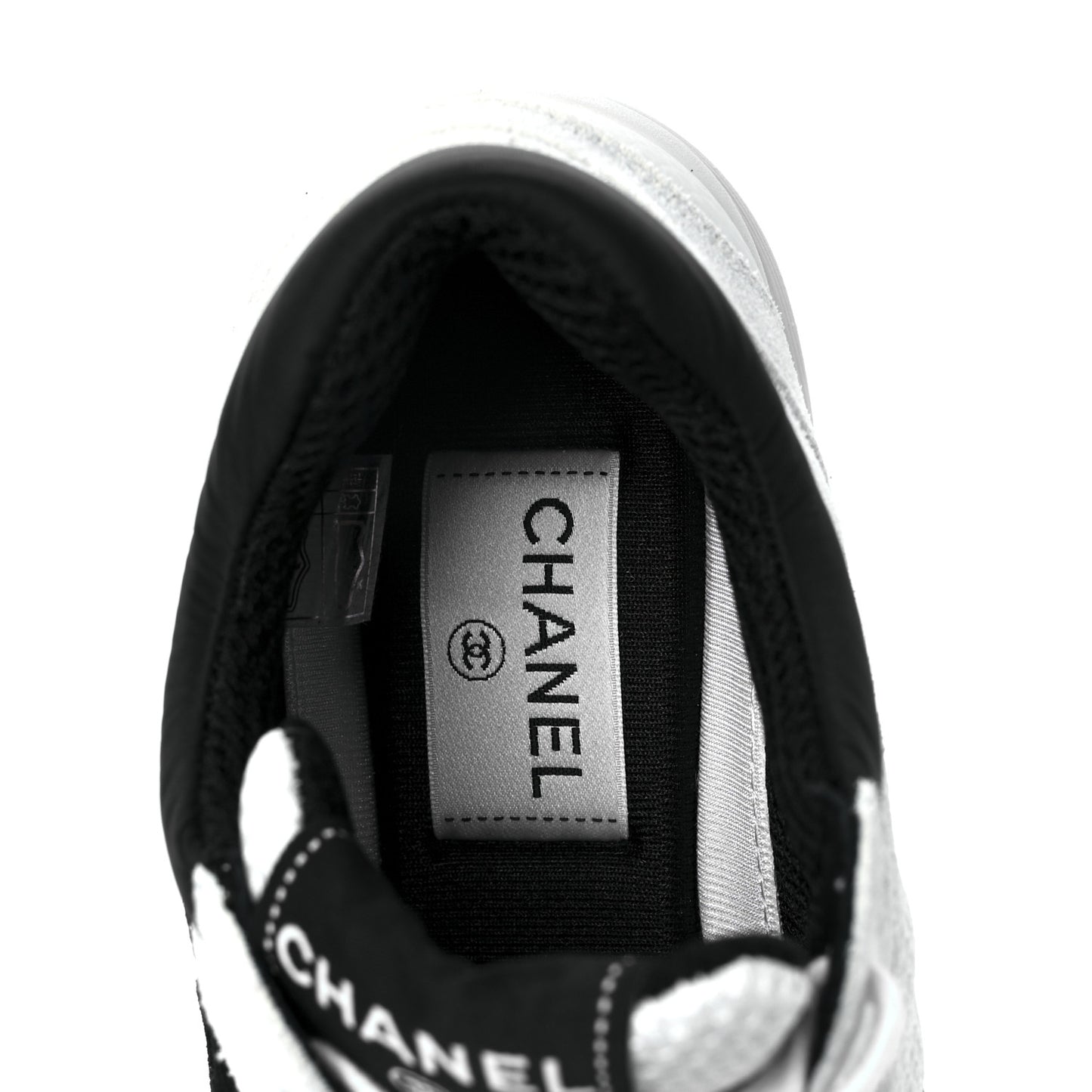 Mesh Suede Calfskin Grained Calfskin Womens CC Sneakers 37 White Black